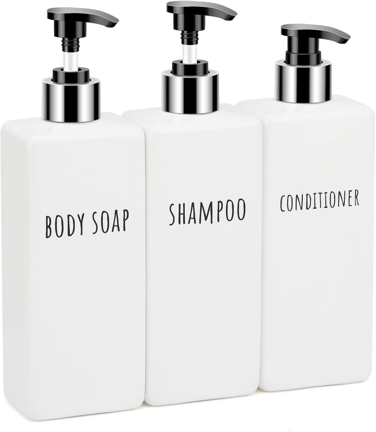 Segbeauty Square Soap Dispenser Refillable, 3pcs 16.9oz Plastic Pump Bottles, 500ml Empty Reusable