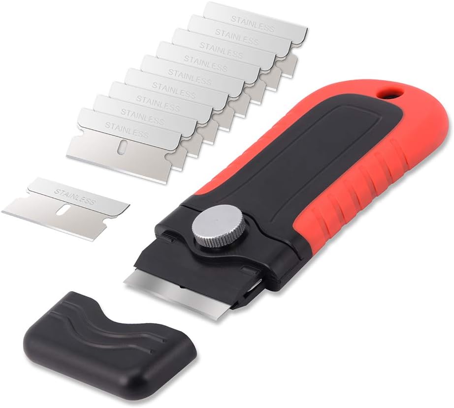 Gomake Razor Blade Scraper Tool with Blade Storage Container, Glass Cooktop Stove Scraper with