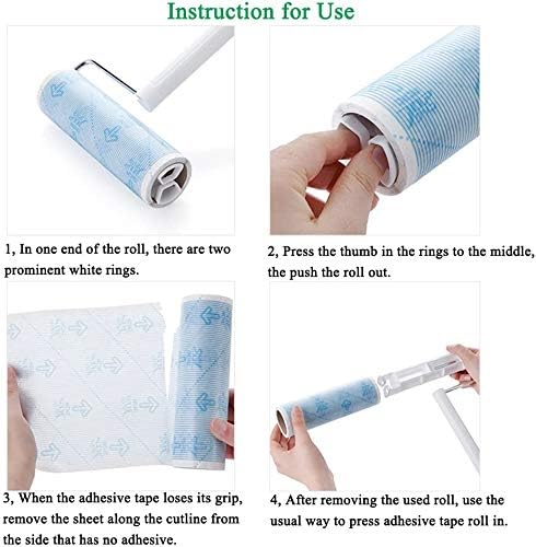 UNIKON 802 Lint Roller Sticky Roller Pet Hair Roller, Long Handle Sticky Mop With 4-Foot Extendable