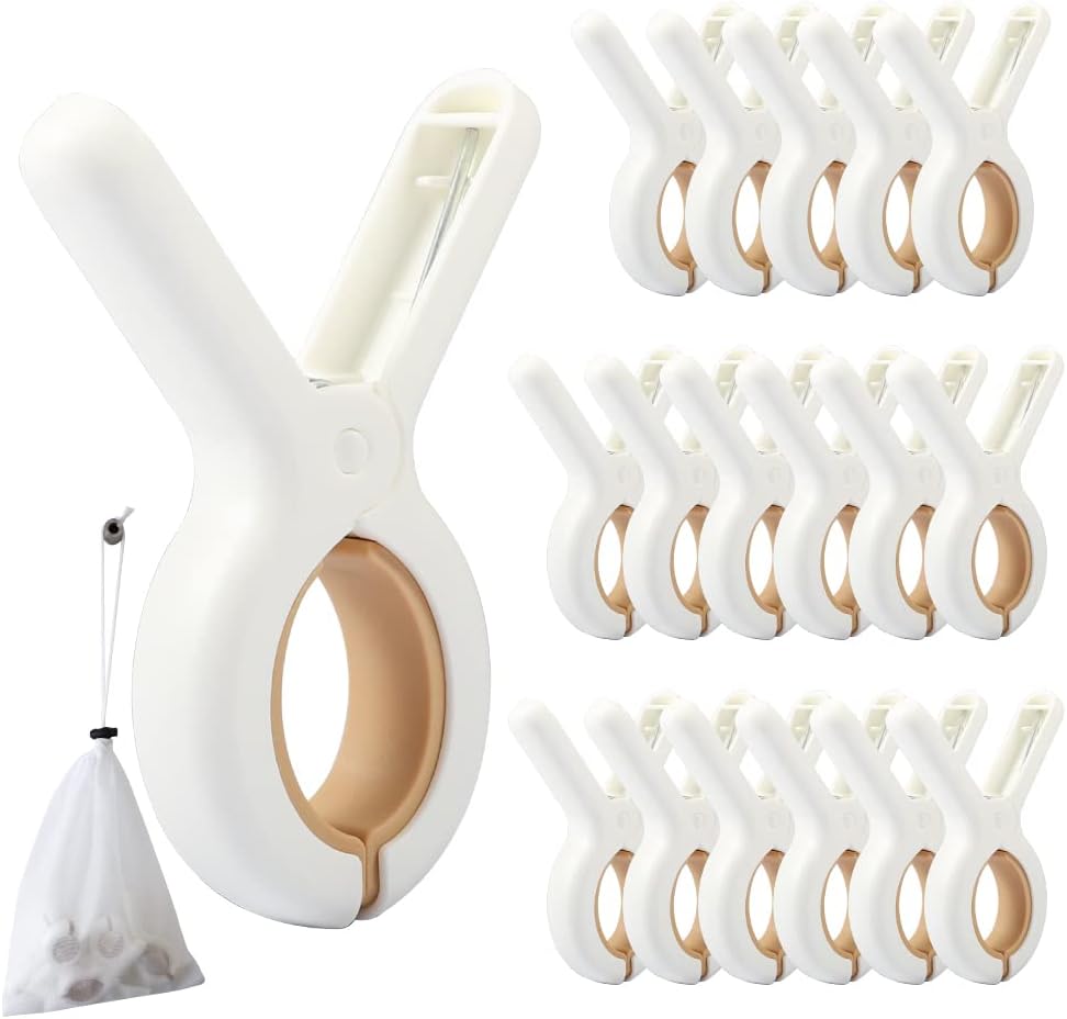 18 PCS Beach Towel Clip, Cloth Pins, Quilt Drying Clip, Plastic Clothespins, Strong Grip Holder to