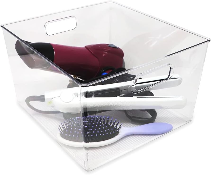 Isaac Jacobs 3-Pack XL Clear Storage Bins with Handles, Plastic Organizer for Office, Home