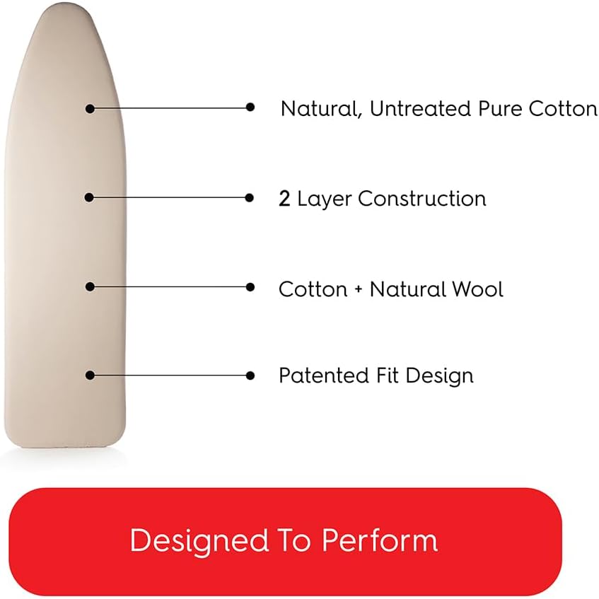 TIVIT Ironing Board Cover 13 x 44 Small Chemical Free Eco-Friendly Padded Covers - Unbleached