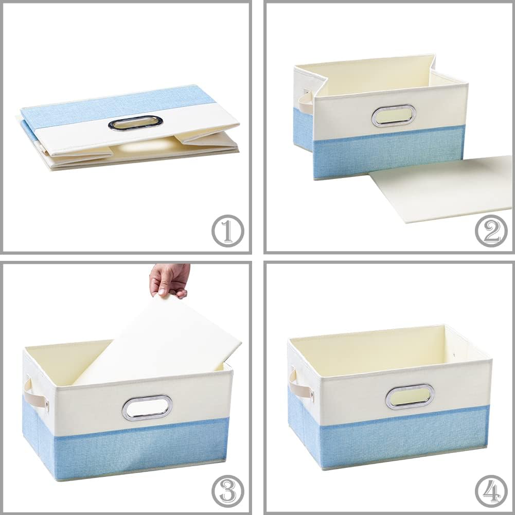 PRANDOM Large Fodable Storage Baskets for Closet [3-pack] Decorative Fabric Storage Bins Cubes with