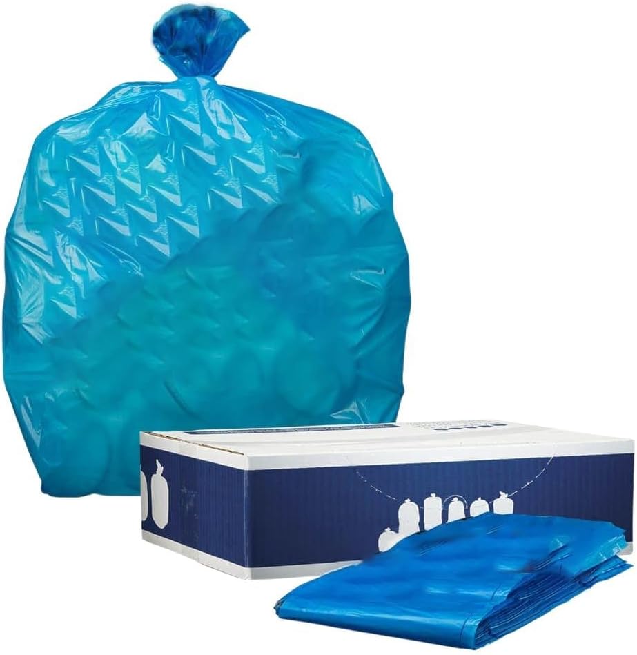 Plasticplace 30-40 Gallon Recycling Trash Bags │ 1.2 Mil│ Blue Garbage Bag Liners │ 33” x 46” (100