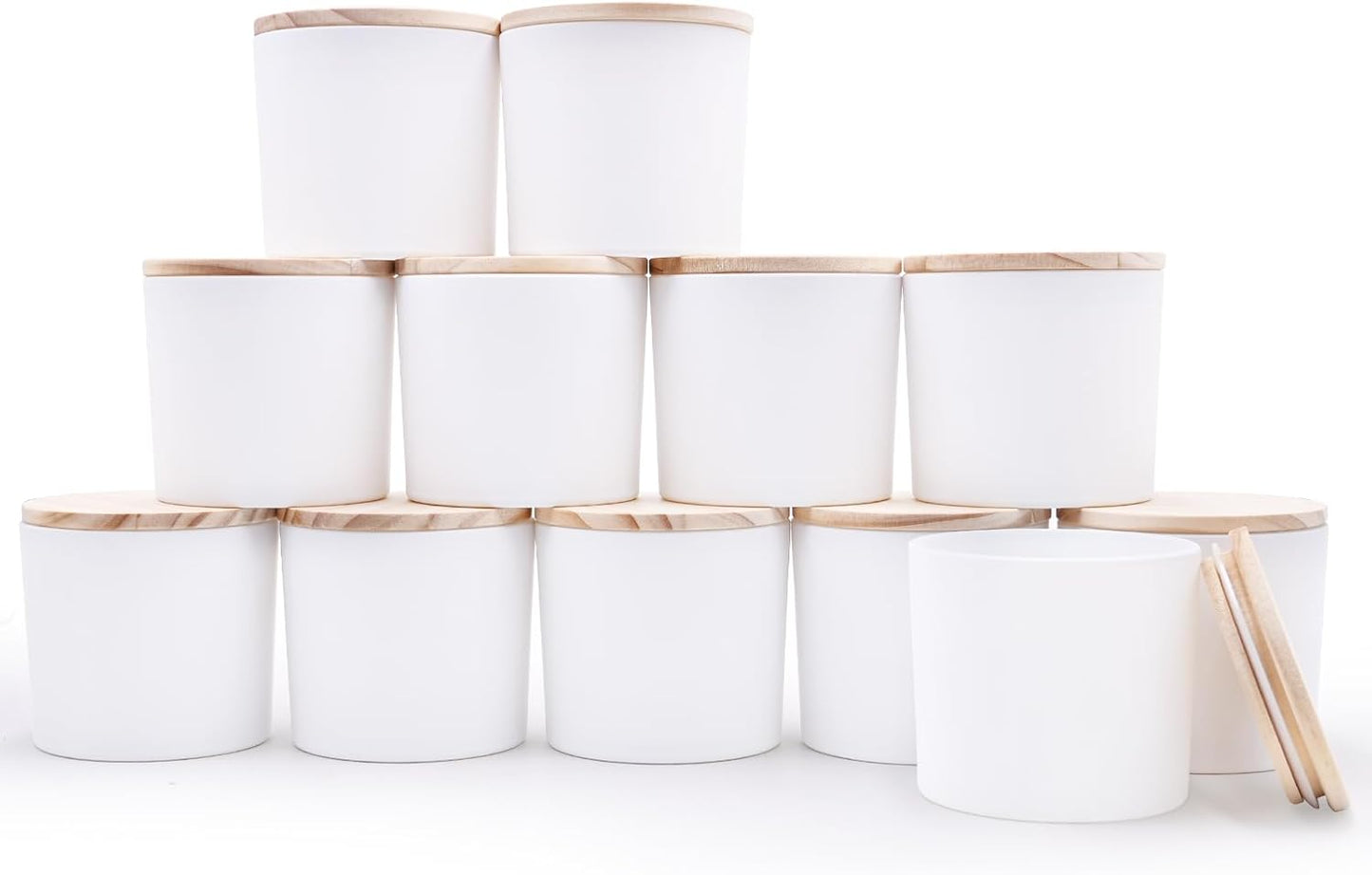 12 OZ Thick Candle Jars for Making Candles 12 Pcs, Empty Jars with Wood Lids for Spice Jars, Sample