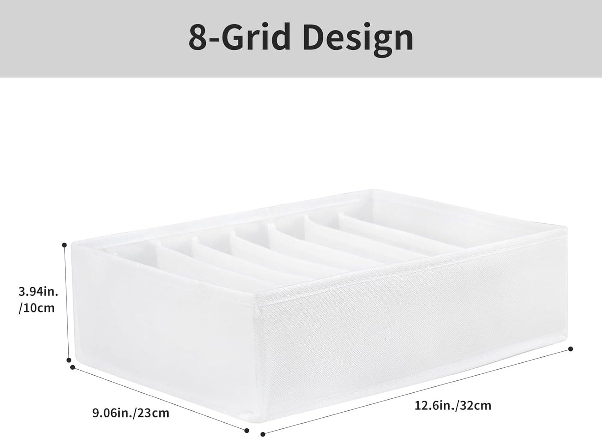 4 Packs T-shirt Drawer Organizers for Clothing,8 Grids Compartment Wardrobe Storage Box, Washable