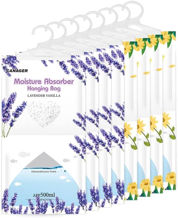 CANAGER Hanging Moisture Absorber, Fresh Scent and Lavender Vanilla Moistureproof Hanging
