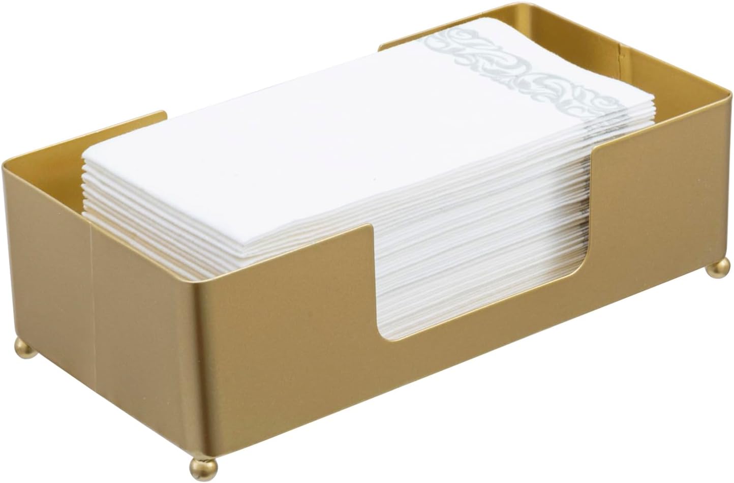 MyGift Paper Towel Holder Modern Gold-Tone Metal Tabletop Folded Paper Hand Towel Holder for Guest