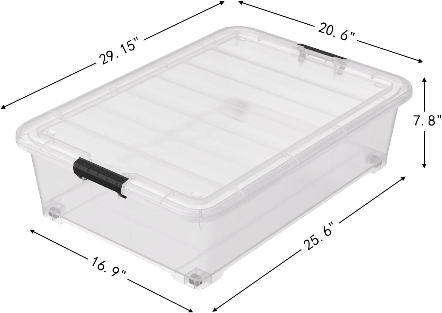 50 Quart Multipurpose Under Bed Storage Container Bins with Secure Latch Lid & Wheels, Underbed