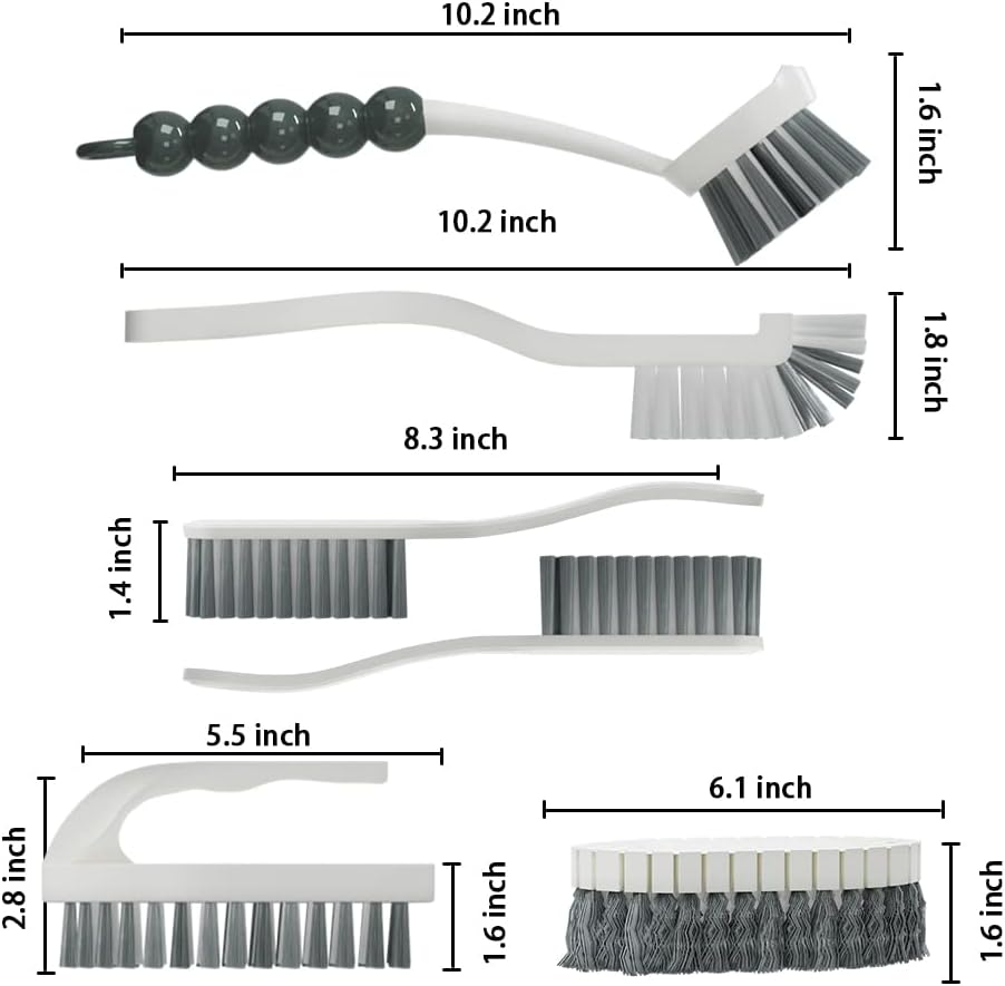 6 PCS Cleaning Brush, Scrub Brush Set for Kitchen and Bathroom Household Use with Various Brushes