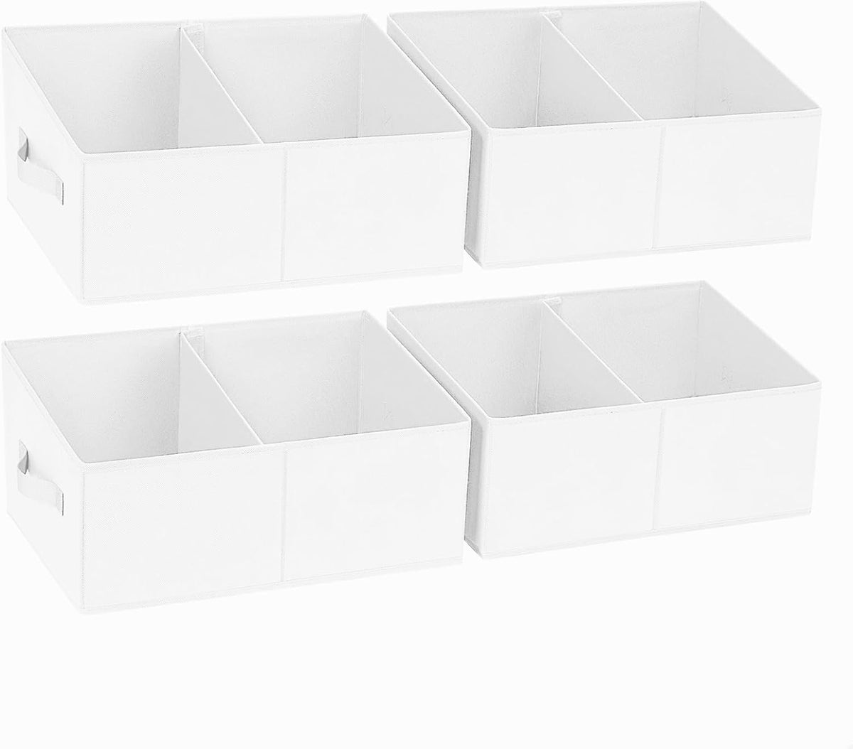 DIMJ Large Closet Shelf Organizer Bins 4 Packs with Handles and Divider, Fabric Trapezoid Storage