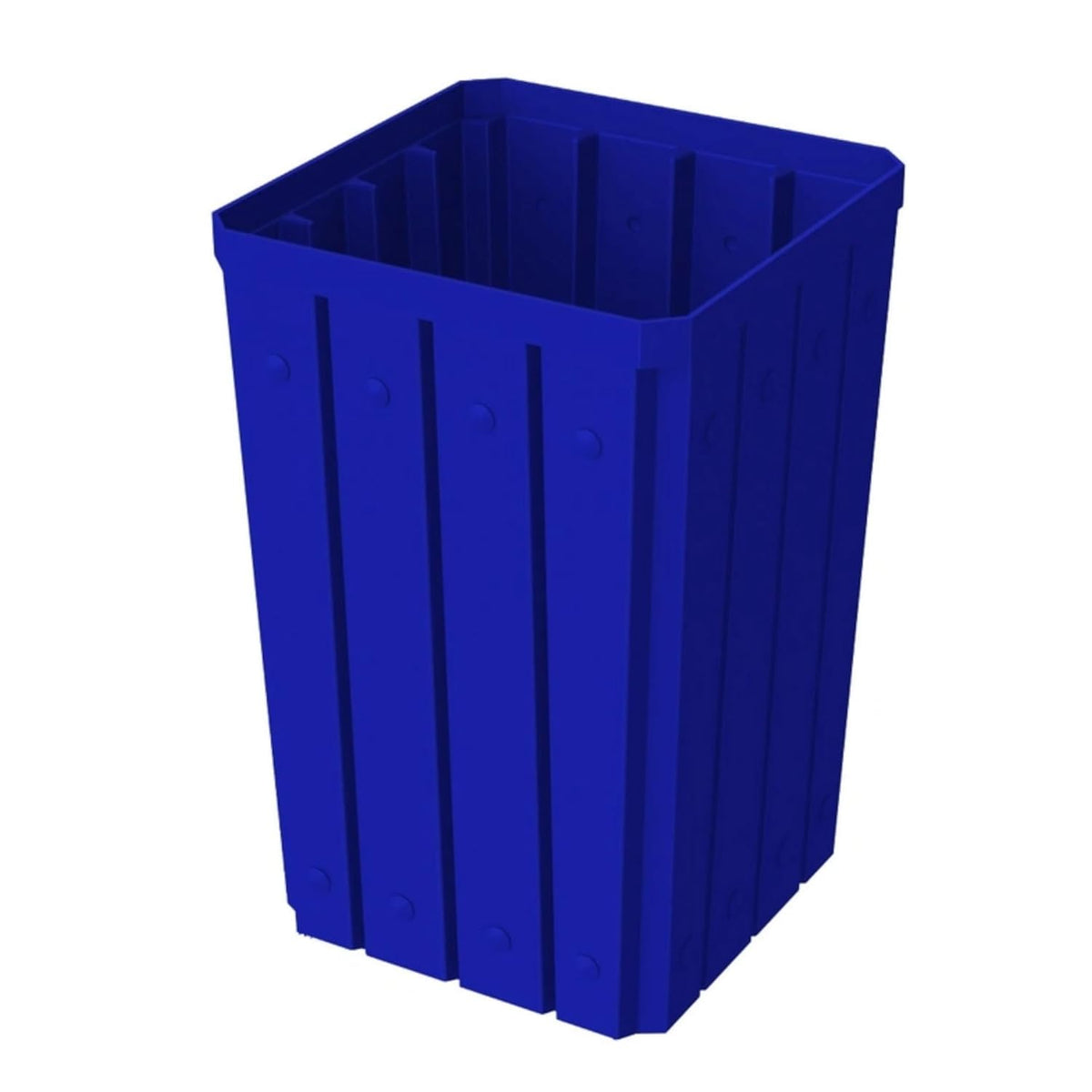 32 Gallon Square Slatted 100% Recycled Plastic Heavy-Duty Commercial Outdoor or Indoor Trash Can