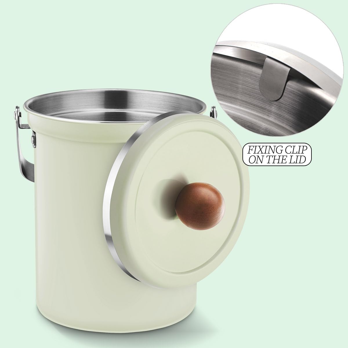 Kitchen Countertop Compost Bin 101Ounces / 3Liter with Airtight Lid, SUS304 Stainless Steel