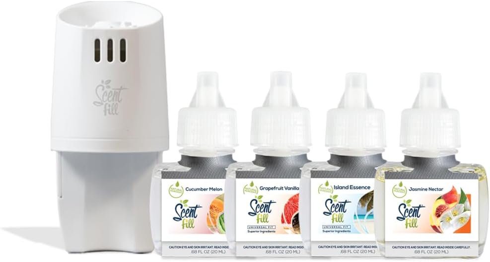 Summer Scent Fill Plug in Air Freshener Kit (Cucumber Melon, Grapefruit Vanilla, Island Essence