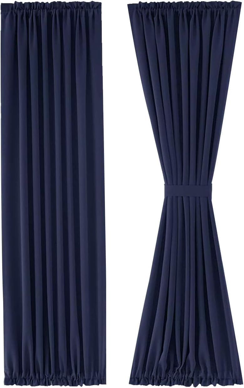 DWCN French Door Curtains – Rod Pocket Thermal Blackout Curtain for Doors with Glass Window