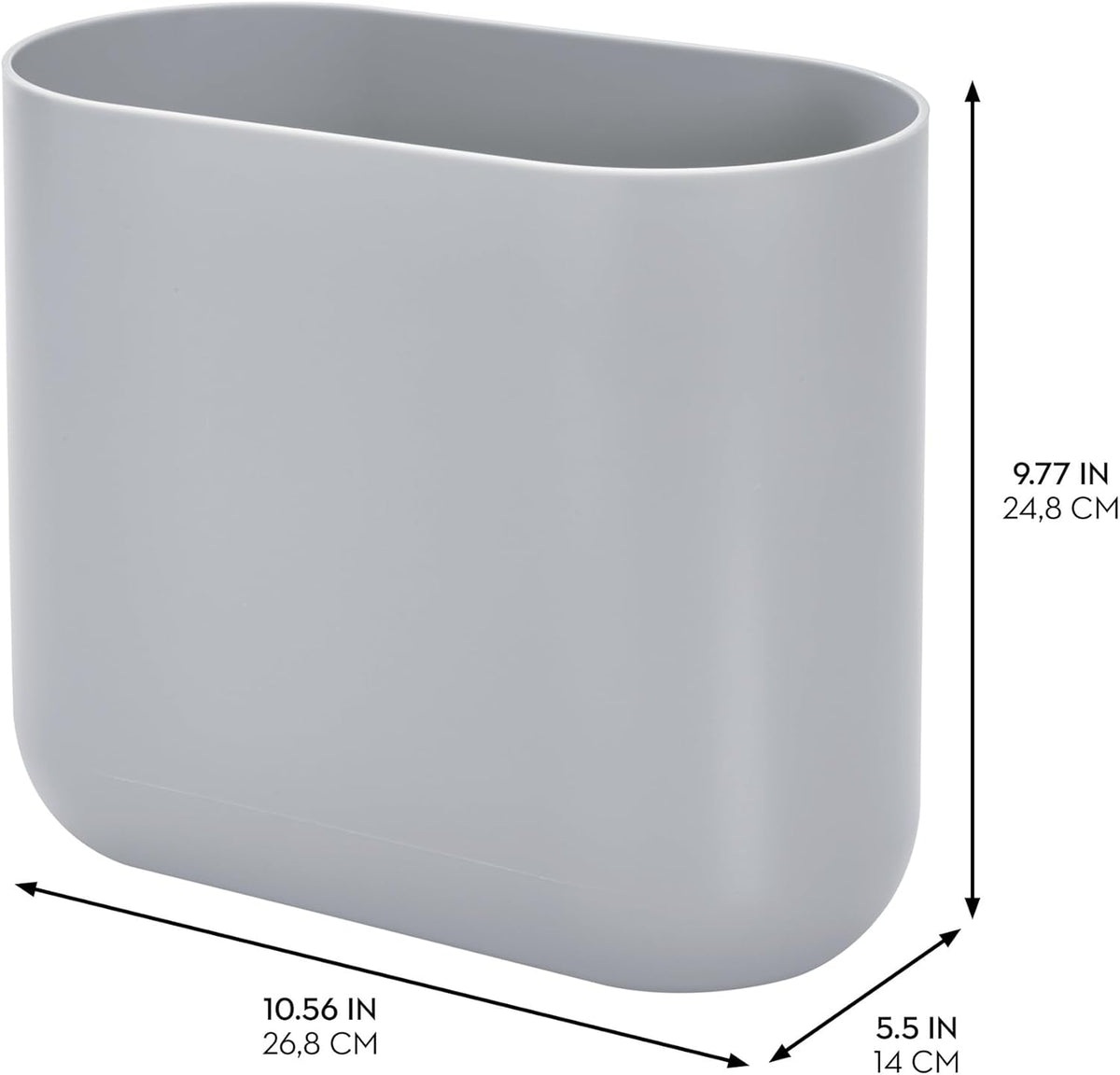 iDesign Cade Oval Slim Trash, Compact Waste Basket Garbage Can for Bathroom, Bedroom, Home Office