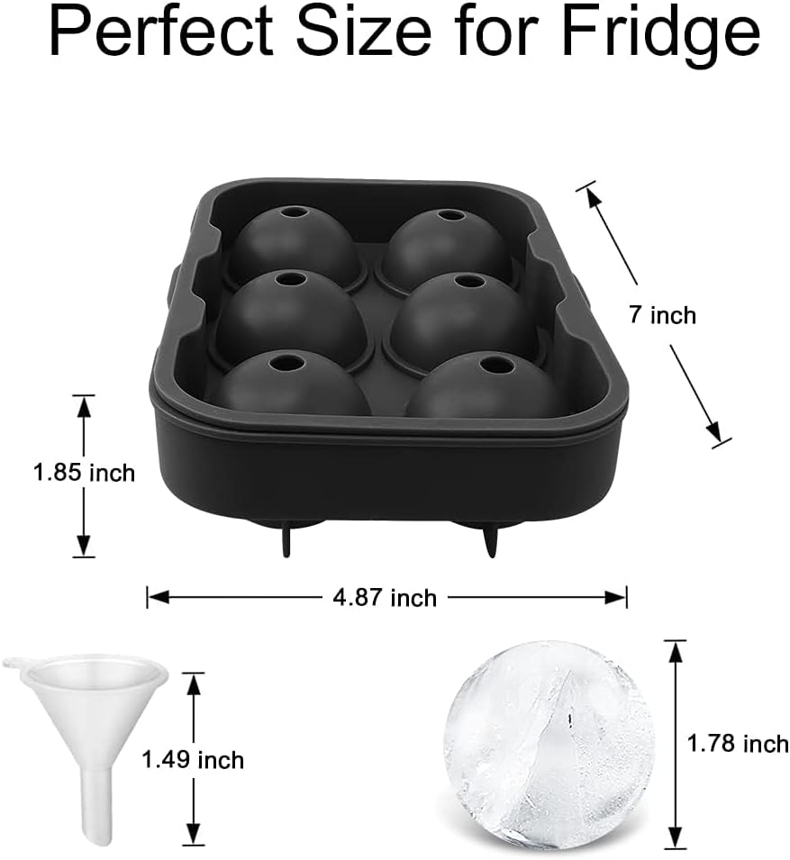 Silicone Round Ice Cube Mold, Round Ice Cube Trays for Freezer with Funnel, Easy Release Ice Cube