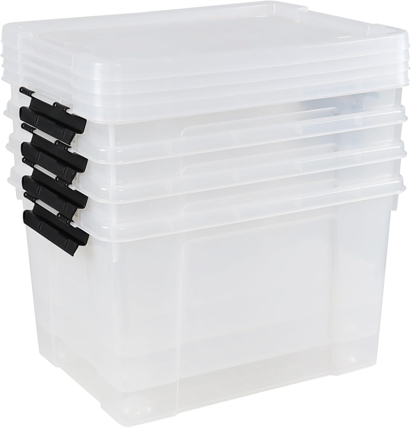 34 L Clear Plastic Storage Bins Box with Lid, Stackable Lidded Storage Bin Container with Wheels