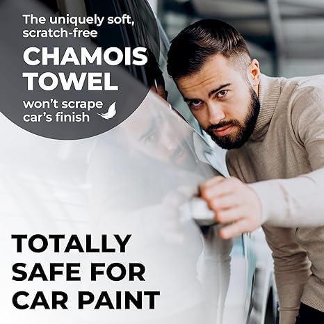 Premium XL Shammy Towel for Car - 2pk (34”x25”) - Super Absorbent Chamois Cloth - Spots &