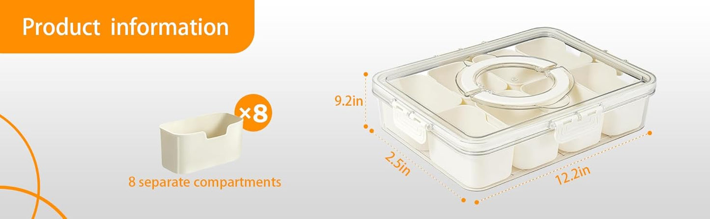 Snackle Box Container Meal Prep Divided Portion Serving Platters and Trays with Lid Handle Reusable
