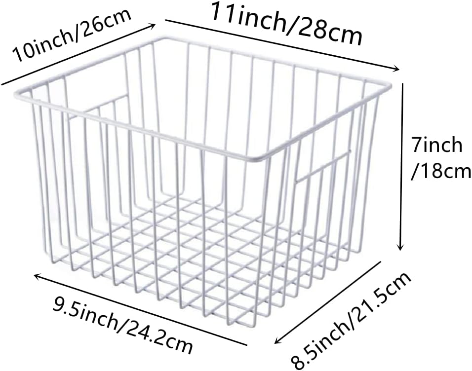 Slideep Fridge Freezer Baskets, Wire Storage Organizer Basket, Household Refrigerator Bin with