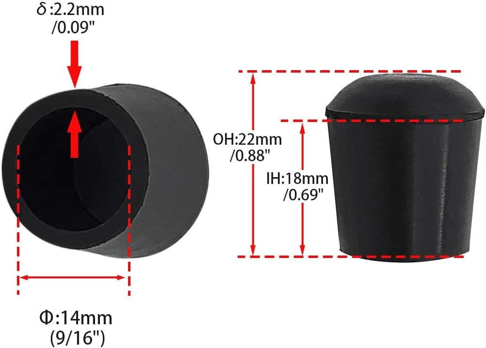 Flyshop 4 Pieces 14mm Rubber Chair Leg Caps Round, Non-Slip Protective Caps for Chair Legs, Floor