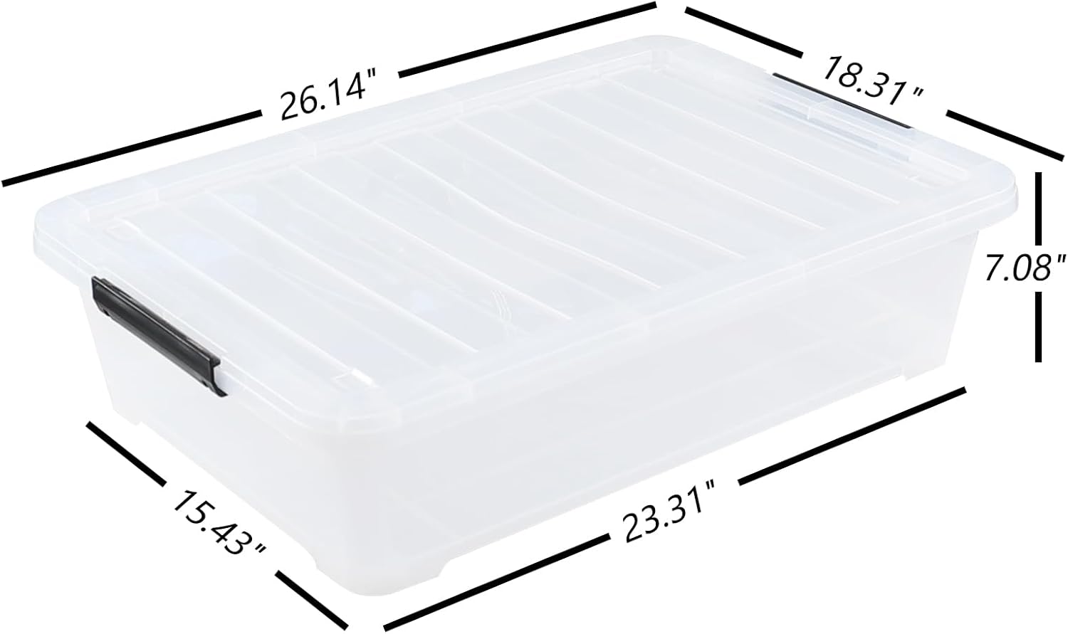 Rosebloom 40 Quart Plastic Under Bed Storage Bins with Lid, Clear Storage Containers Under Bed, 3