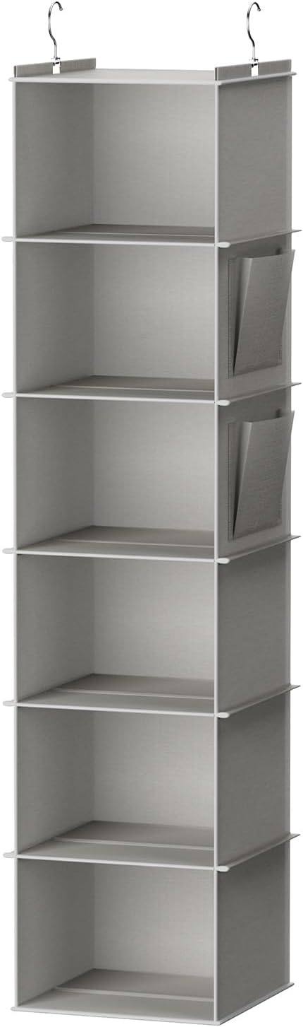 YOUDENOVA Hanging Closet Organizer and Storage, 6-Shelf Closet Hanging Shelves | Sturdy Bamboo