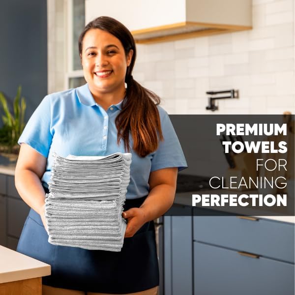 MW Pro Microfiber Cleaning Cloth | White (12 Pack) | Size 16" x 16" | All Purpose Microfiber Towels