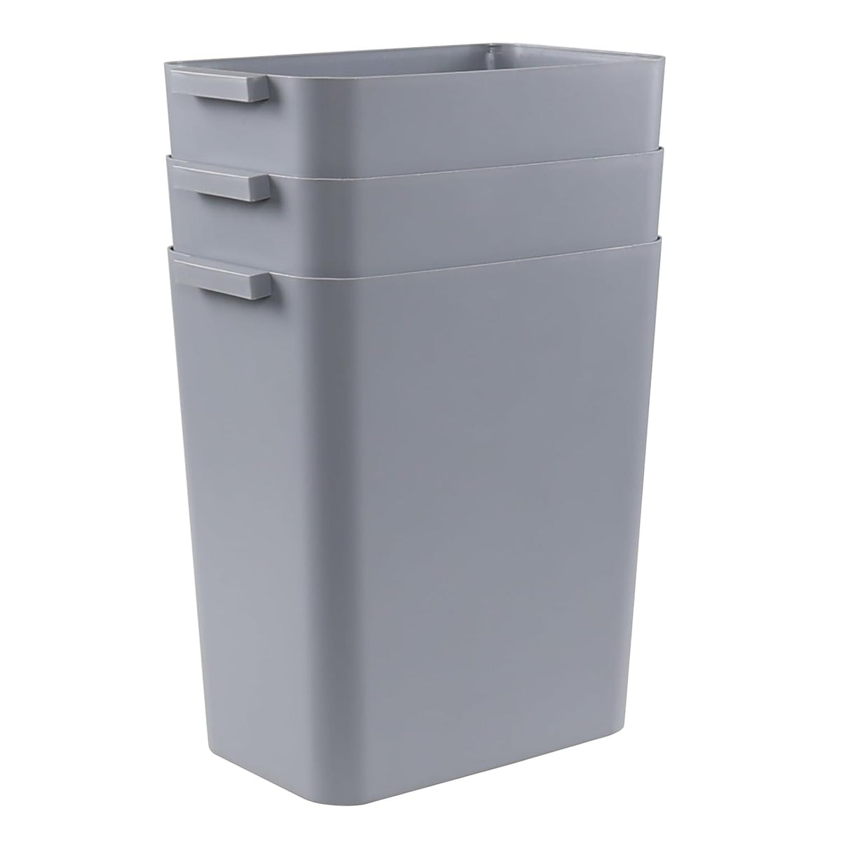 Zopnny Plastic Trash Can Wastebasket, Waste Bin, 4.5 Gallon, 3 Pack, Grey
