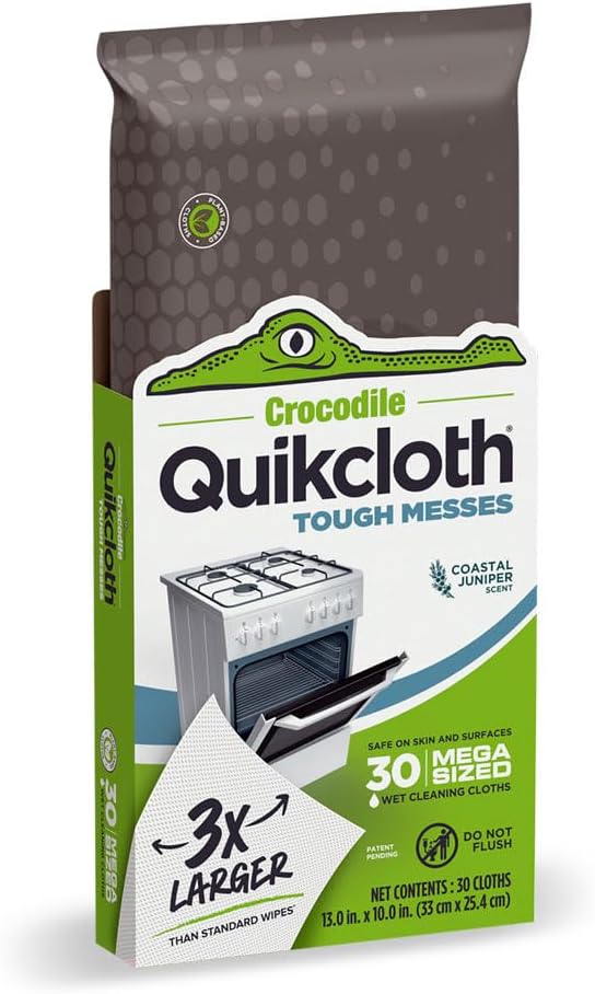 Quikcloth® Tough Messes – Plant-Based, Gentle, Plastic-Free Cleaning Wipes for Home & Kitchen