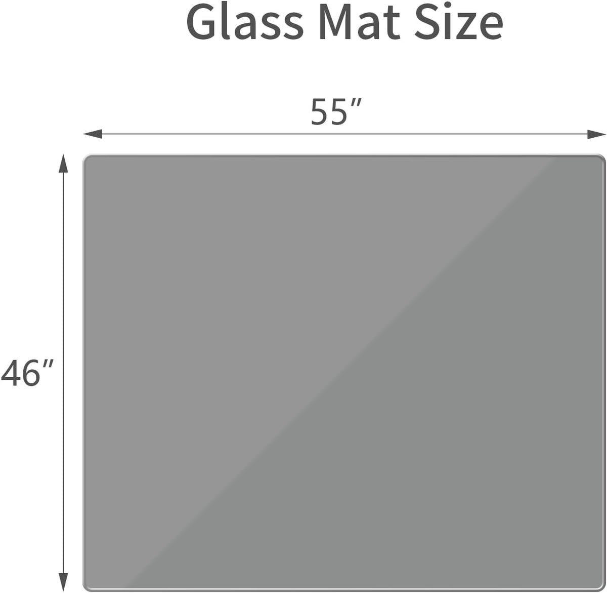 [Tempered Glass] 46" x 55" Glass Chair Mat, Heavy Duty Hard Tempered Glass Mat with Round Corner