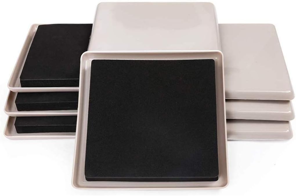 Ezprotekt 8 Pack Reusable Large Furniture Movers Sliders for Carpet, 5" Square Furniture Moving