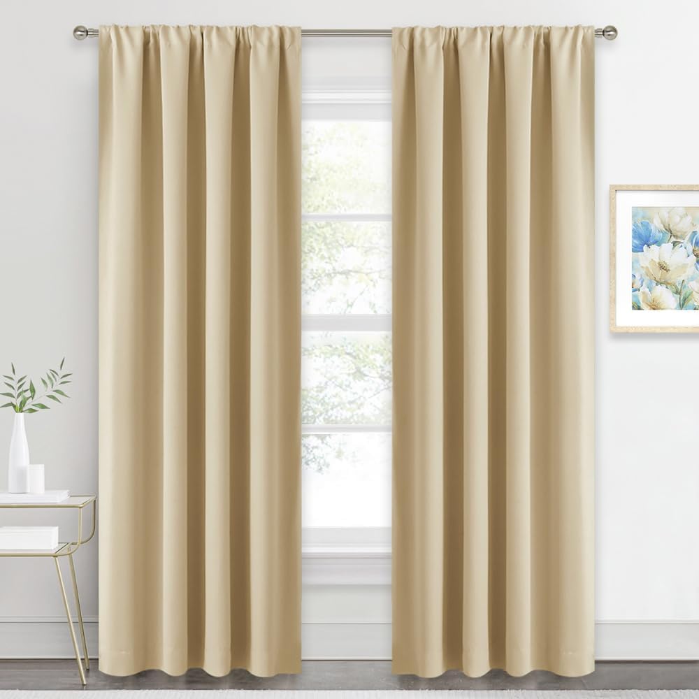 RYB HOME Blackout Curtains for Living Room, Large Window Shades for Bay Window Dining Parlor