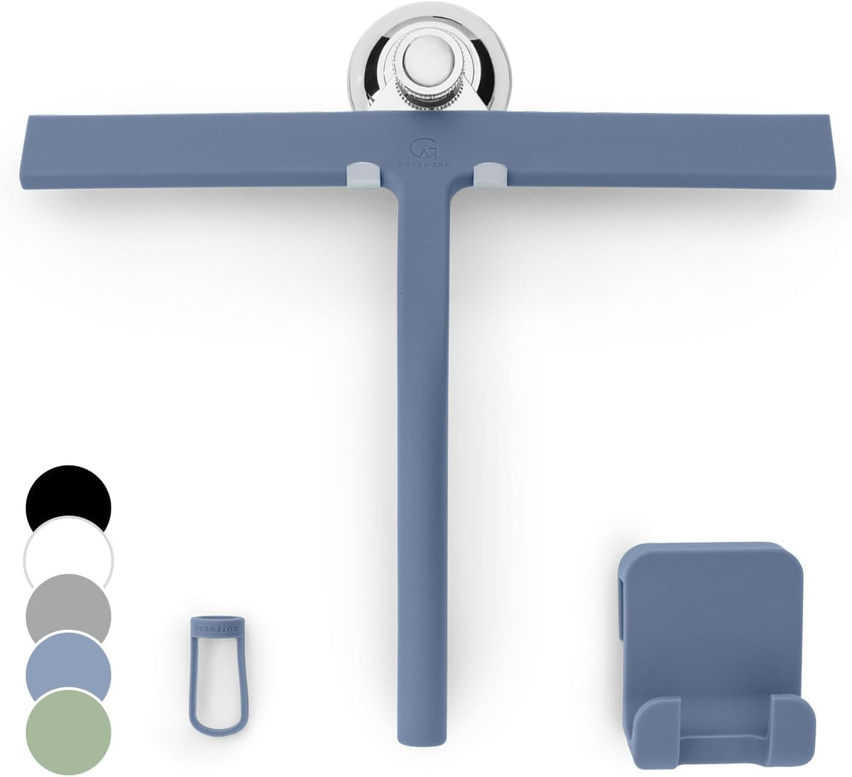 GÜTEWERK Shower Squeegee for Glass Doors, Silicone Window Squeegee, Bathroom and Glass Cleaning