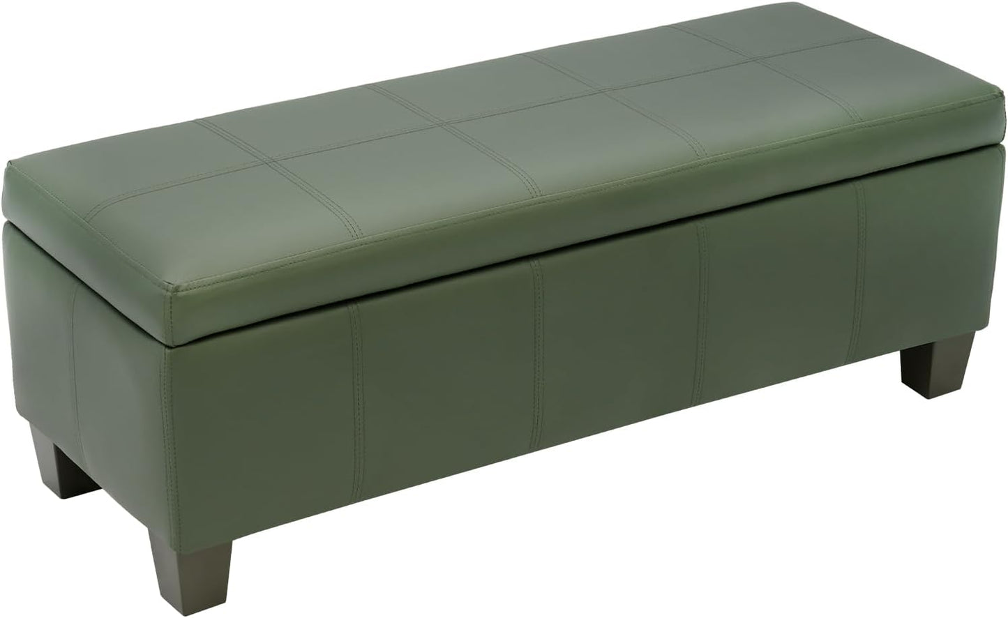 Teal Faux Leather Ottoman with Storage, Rectangular Extra Long Storage Bench for Bedroom and Living