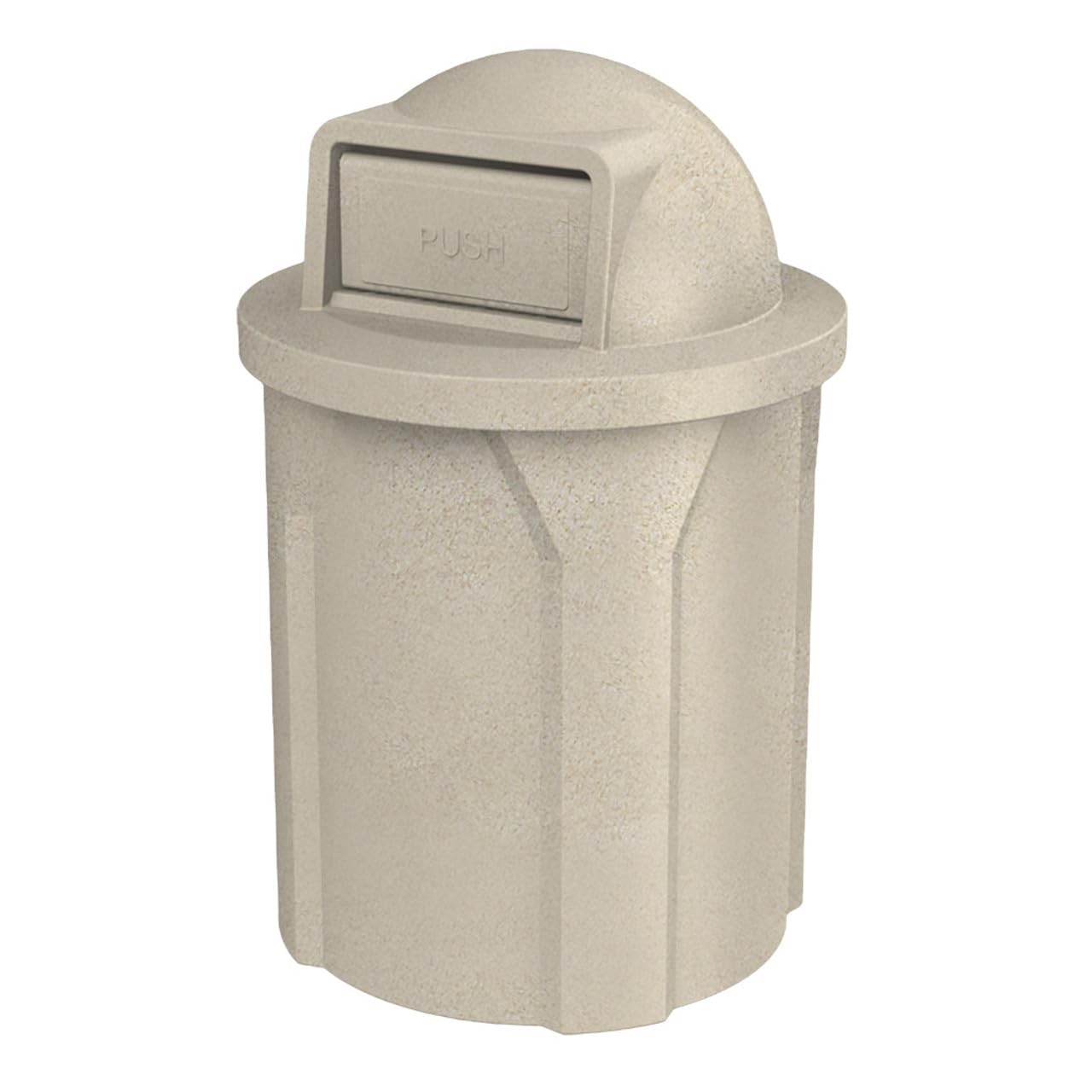 42 Gallon Circle 100% Recycled Plastic Heavy Duty Indoor or Outdoor Commercial Trash Can with Push