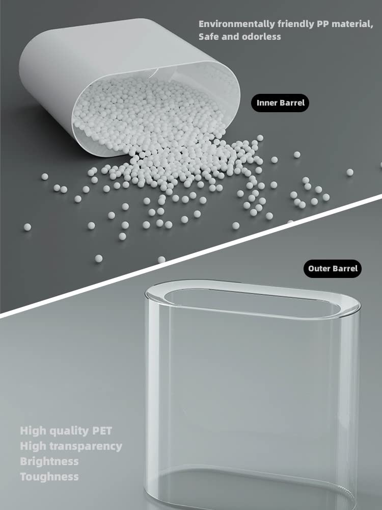 IEEK Small Waste Basket Slim Trash Can 3.2 Gallon/12L Clear and White Garbage Can Rectangle Plastic