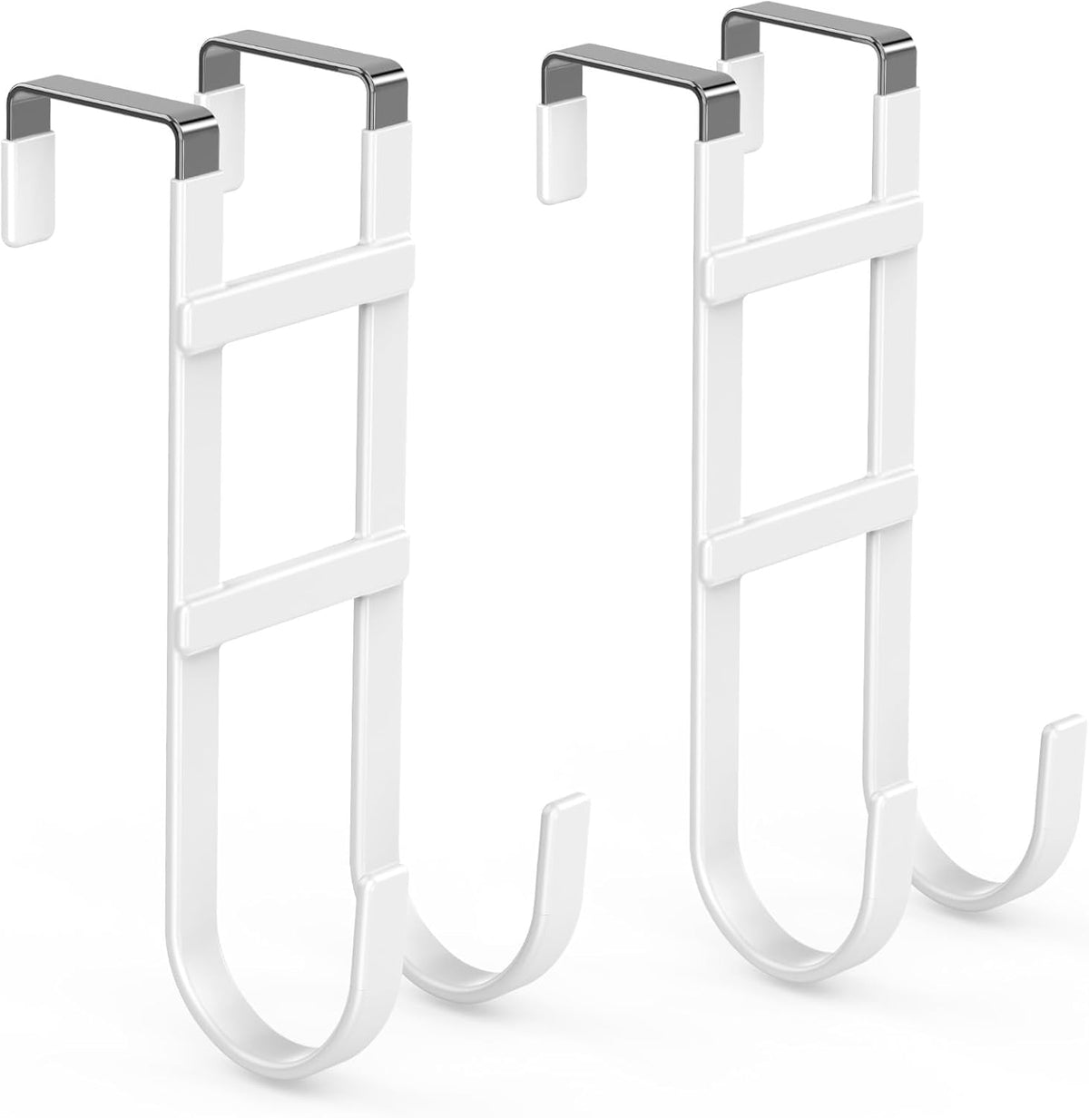 FYY Over The Door Hooks - 2 Pack Heavy Duty Dual-Hook Organizer Hanger with Non-Slip Rubber for