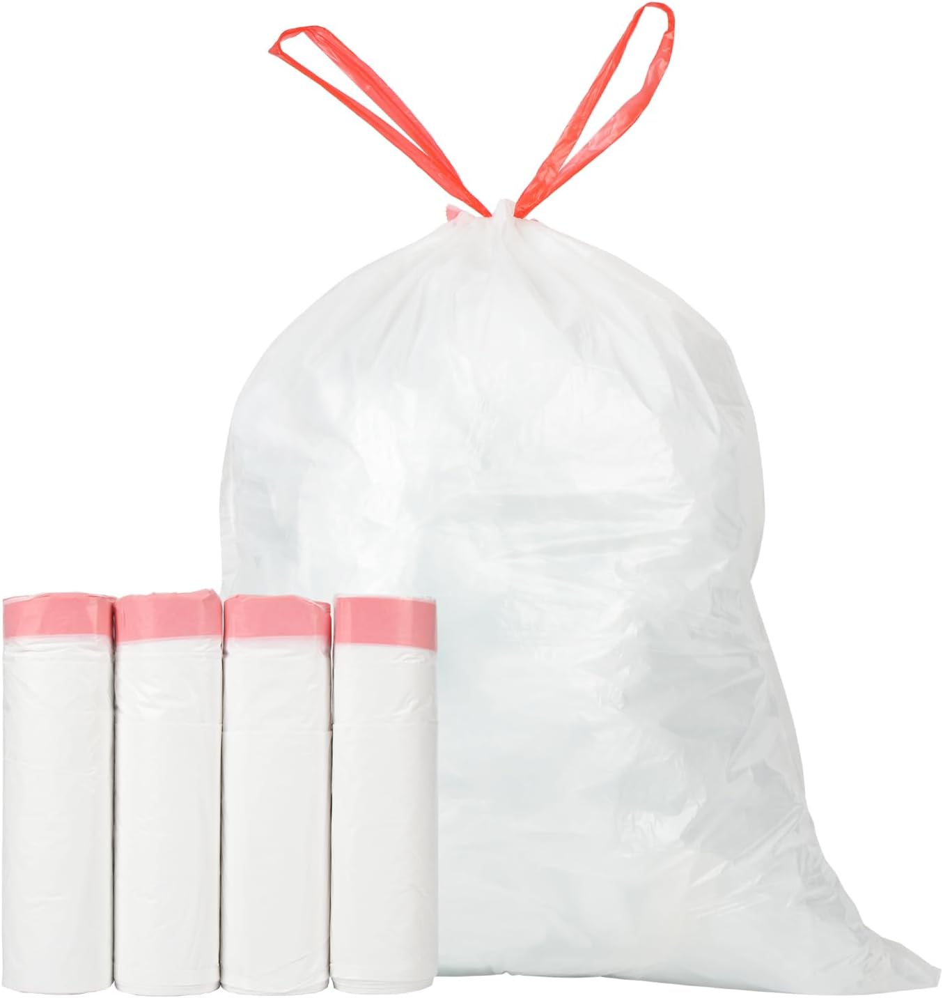 Ultra Thick Heavy Duty Plastic 15 Gallon Drawstring Trash Bags Large 80 Count White Leak Proof