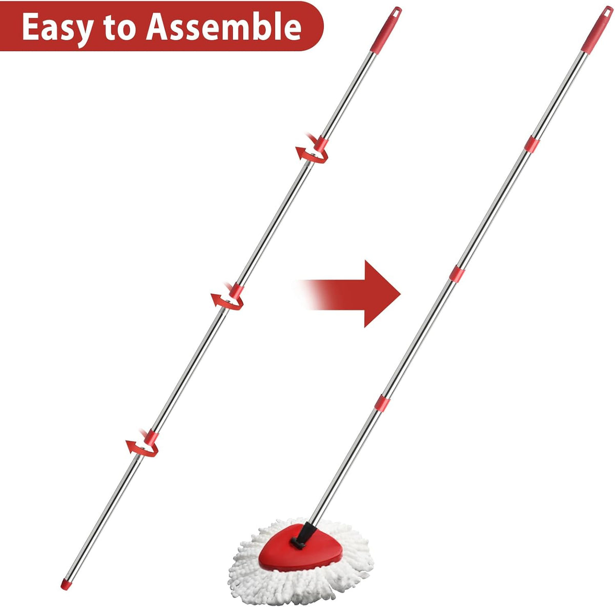 2 Spin Mop Head Replacement, 1 Base, 1 Mop Handle (30-58in) Combo Mops Set Compatible with OCedar