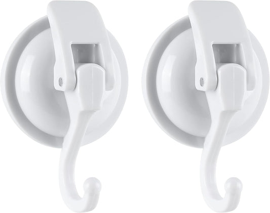 Heavy Duty Shower Suction Cup Hooks - Glass and Bathroom Robe Hangers, Reusable, No Hole Punch