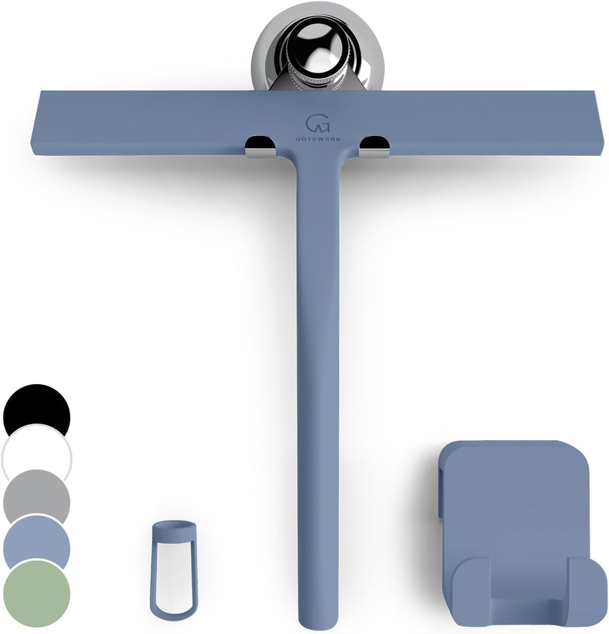 GÜTEWERK Shower Squeegee for Glass Doors, Silicone Window Squeegee, Bathroom and Glass Cleaning