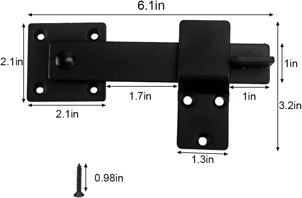 2 Pack Flip Gate Latch Lock 6'' Adjustable Barn Door Lock Hardware Safety Rustic Gate Lock for