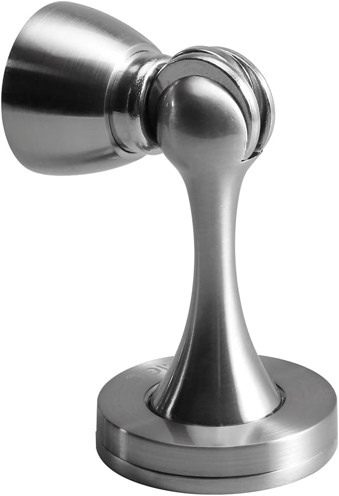 YAGU 1 Pack Silver Magnetic Door Stoppers Catch, Zinc Alloy Brushed Nickel Door Stops Holder Wall