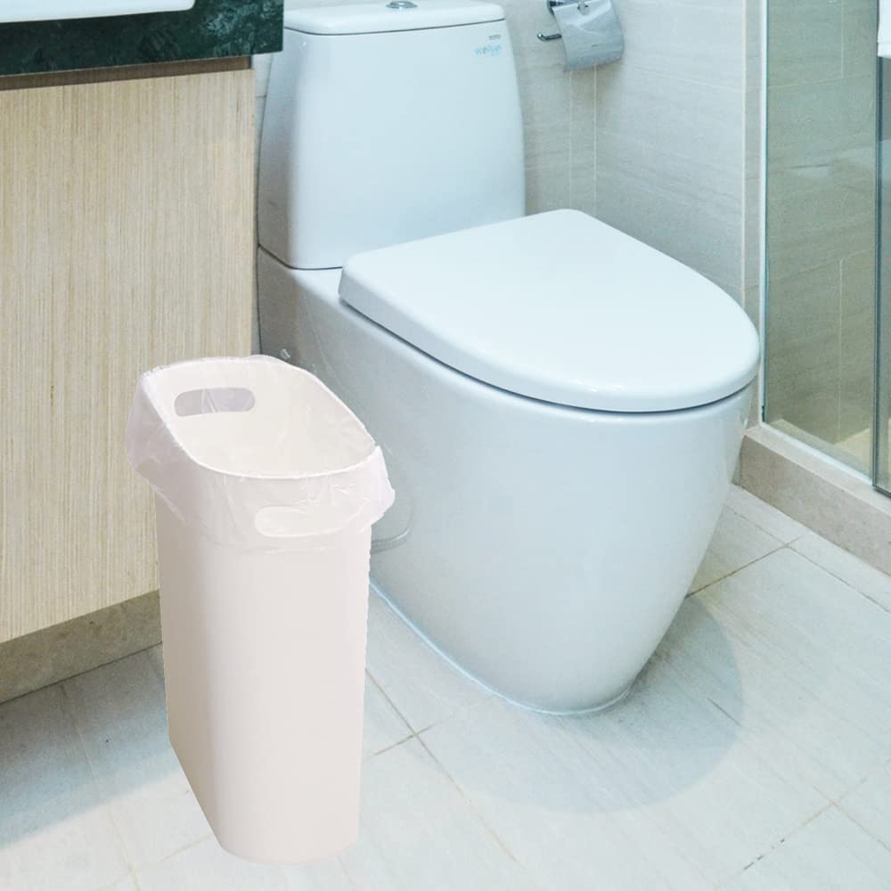 Small Trash Can Plastic Bathroom Wastebasket 3.2 Gallon Slim Garbage Container Bin with Handle for