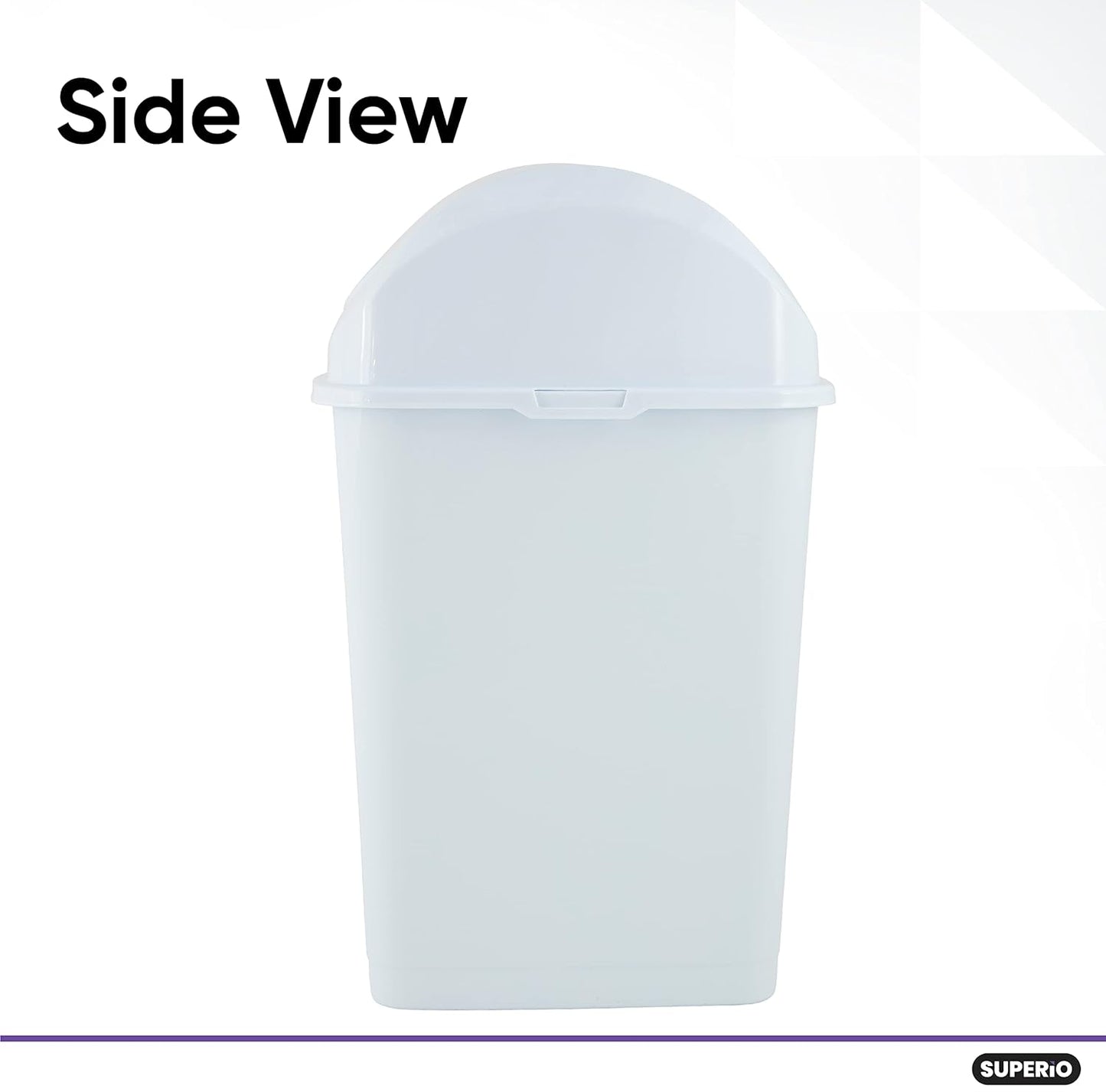Superio Medium Trash Can with Lid 4.5 Gallon Plastic Swing Top Garbage Can Slim Waste Bin for Under