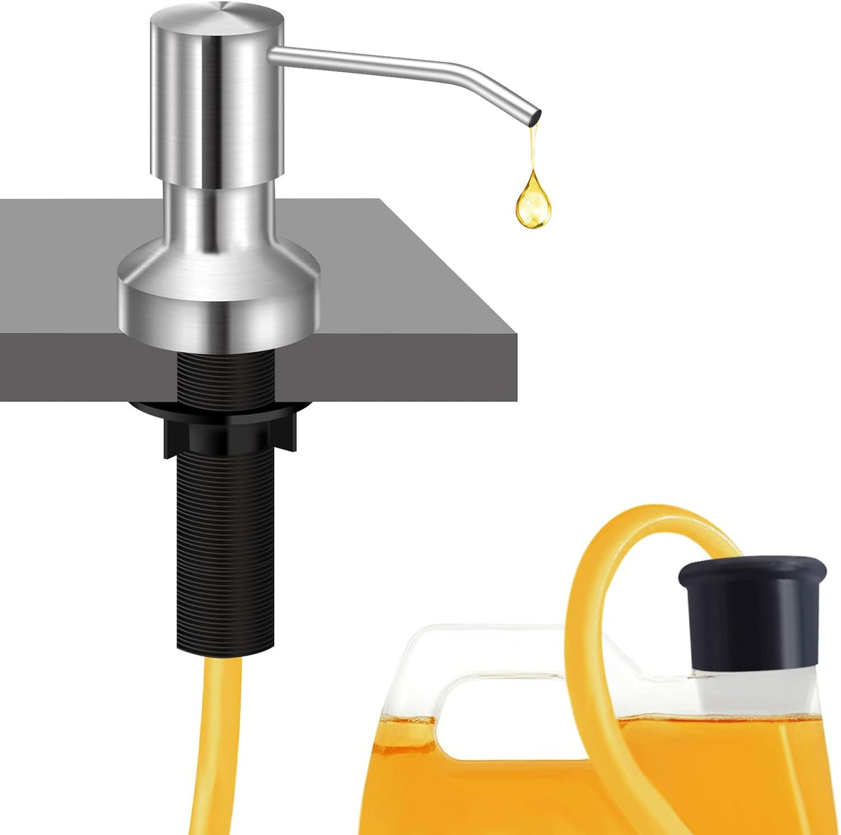 Sink Soap Dispenser for Kitchen Sink, Countertop Built in Sink Soap Dispenser with 47”Extension