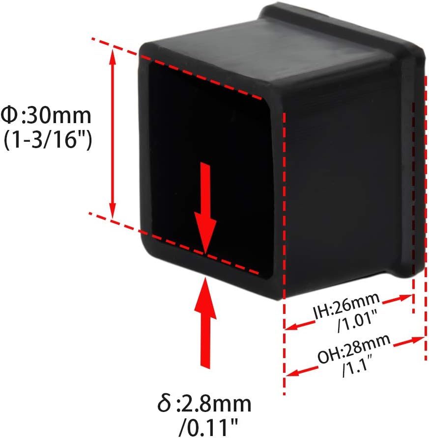 Flyshop Durable Non-Marking Silicone Chair Leg Caps Tips Floor Protectors Square Furniture Table