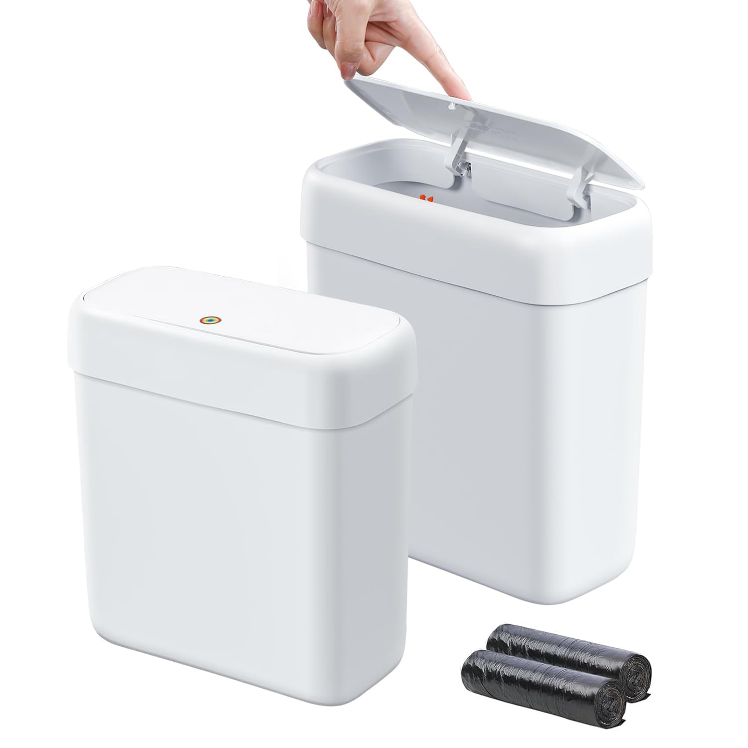 funest 2 Pack Bathroom Trash Can with Lid, 3 Gal/12 L & 2.7 Gal/10L Garbage Can with Pop-Up Lid